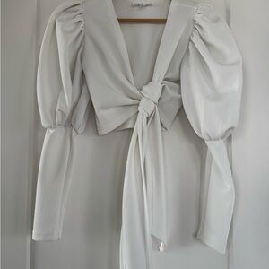 Puffy Sleeve Tie-Front Crop Top